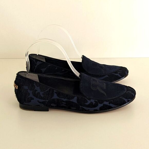 RACHEL Rachel Roy Shoes - Rachel Roy Blue and Black Velvet Brocade Loafers 7.5